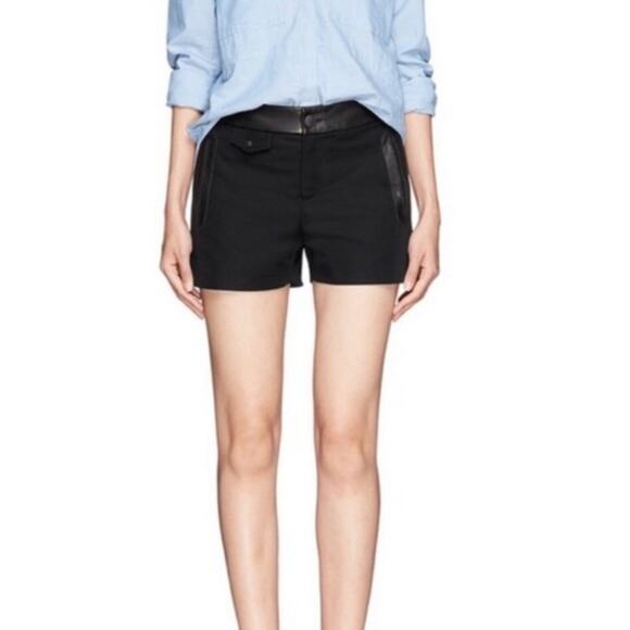 Rag & Bone Tatiana Leather-Trim Black Shorts (Women's Size 6)